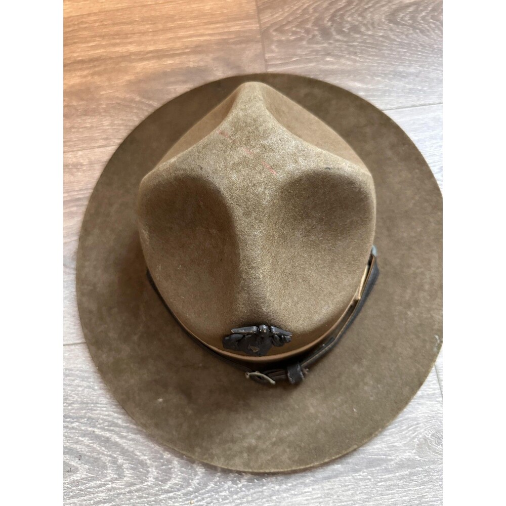 VINTAGE Felt USMC Military Drill Instructor Hat Campaign Chin Strap